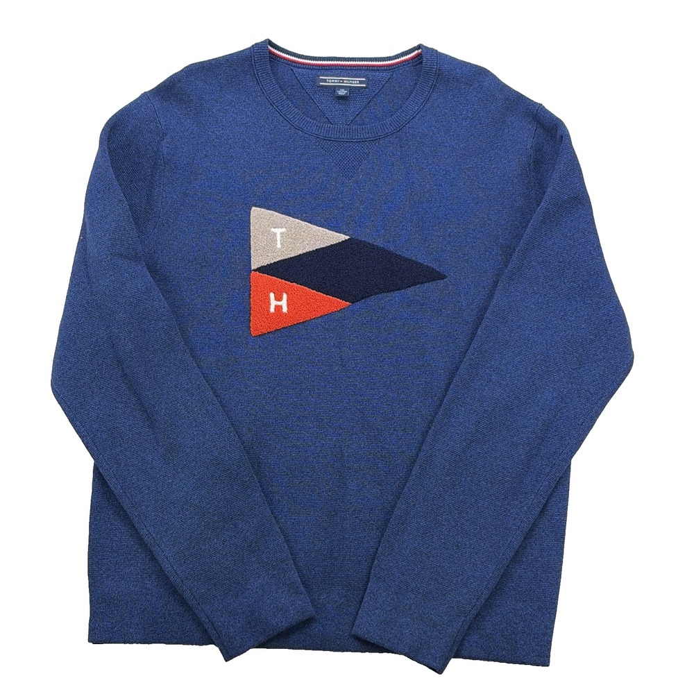 Oversized Preppy Academia Tommy Hilfiger Flag Sweater Size XXL